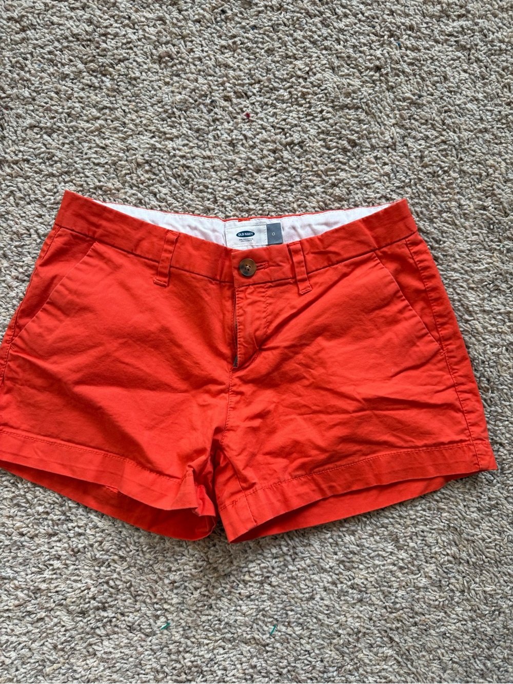 Old Navy Bright Orange High Waist Cotton Shorts